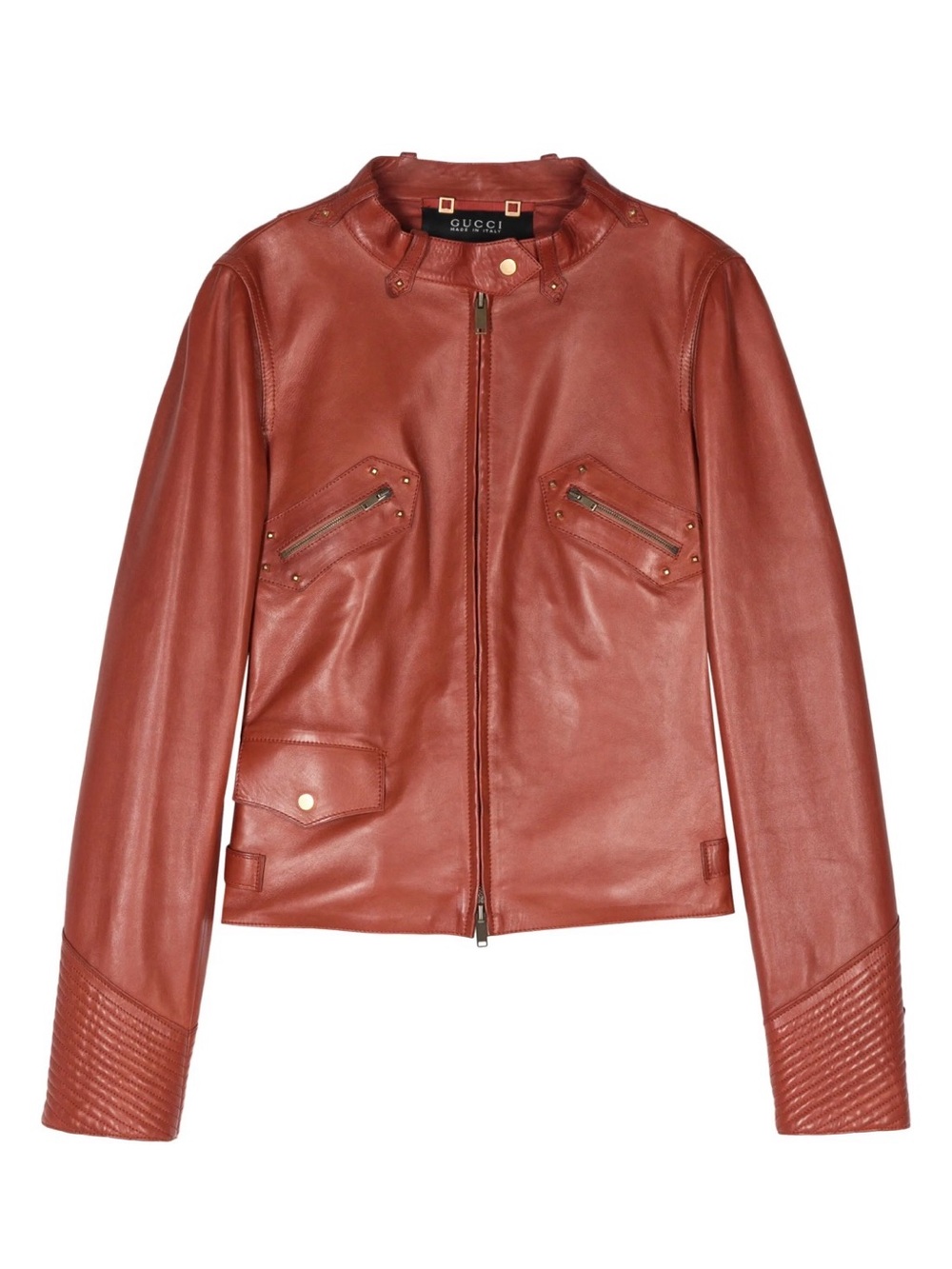 Vintage 2000s Gucci Tom Ford Era Leather Studded Moto Jacket Size 40